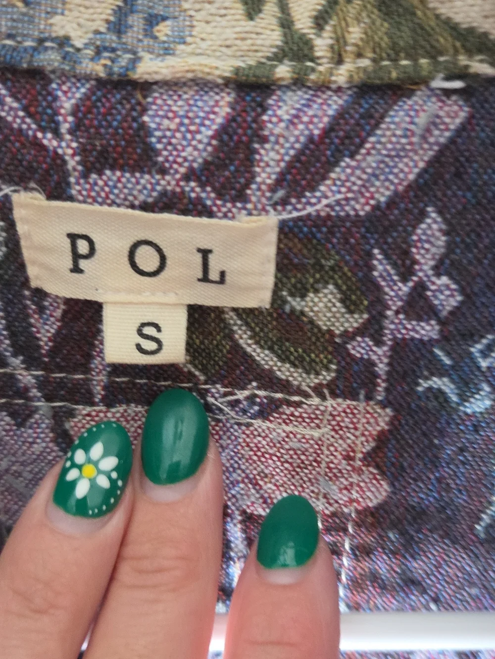 POL Denim Floral Shacket Women Small - Picture 2 of 6